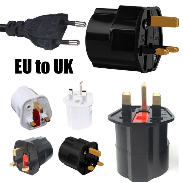 EU til Storbritannia strømadapter HVIT&RØD white&red