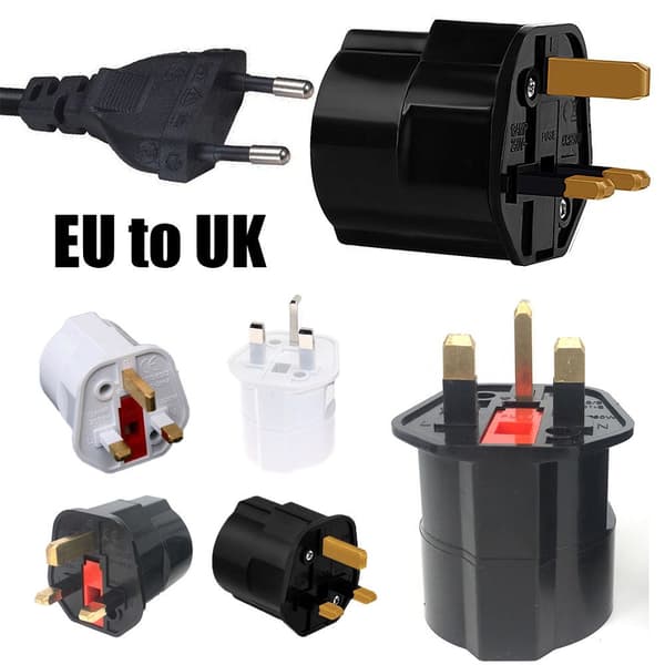 EU til UK Strømadapter HVIT&RØD white&red