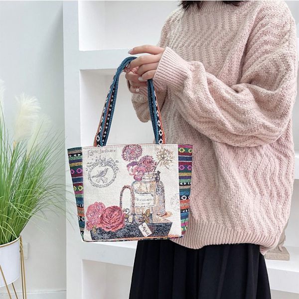 Lærred håndtaske broderi taske 3 3 3