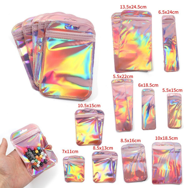 50stk Emballasje Poser Ziplock Poser 7X12CMPINK ROSA 7x12cmPink