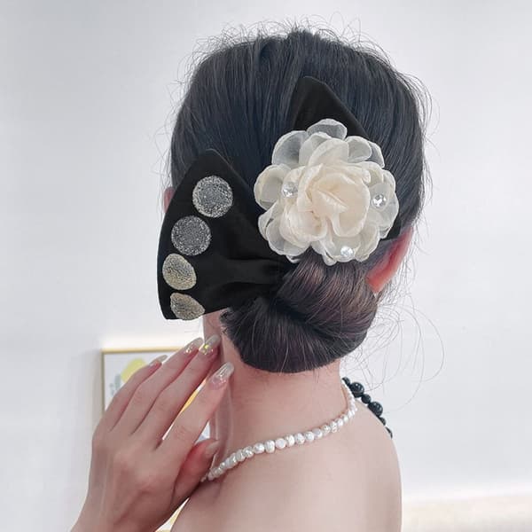 Hårknold Maker Blomster Hårklemme SORT black