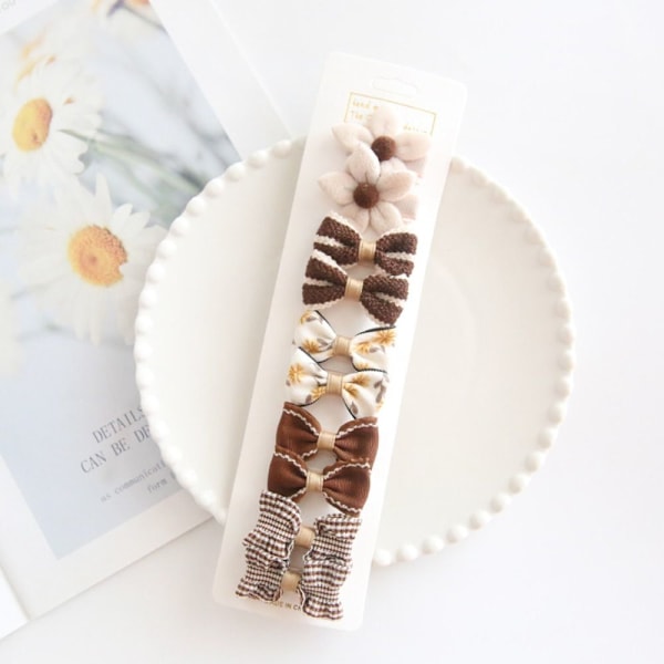 10 STK Sløjfer Hårclips Bowknot BB Clips KAFFE coffee