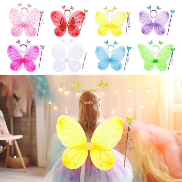 3 stk/sett Barne sommerfugl pannebånd Wings Prinsesse kostymesett 11 11