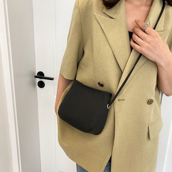 PU Läder Bucket Bag Enkel axelväska VIT white