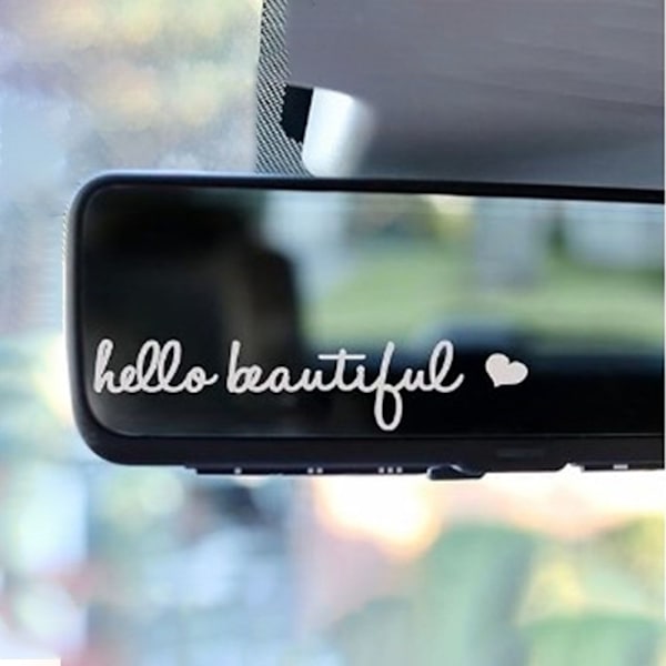 Bakspejlsdekal Bilspejlsklistermærker HELLOW BEAUTIFUL hellow beautiful