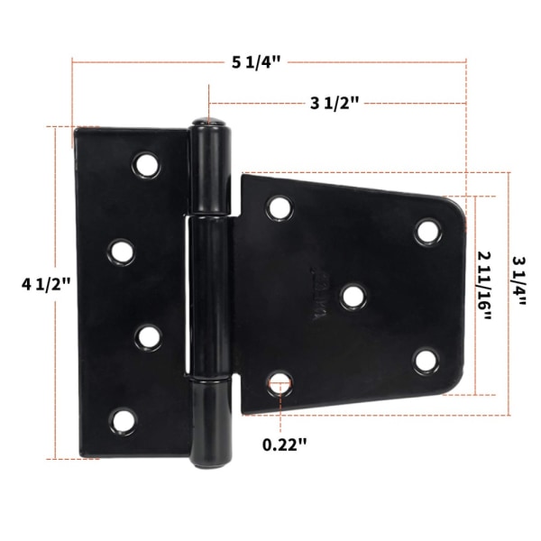 Heavy Duty Gate Hengsler Svart Maling Flat Vinkel Hengsel 1 STK 1 STK 1pc