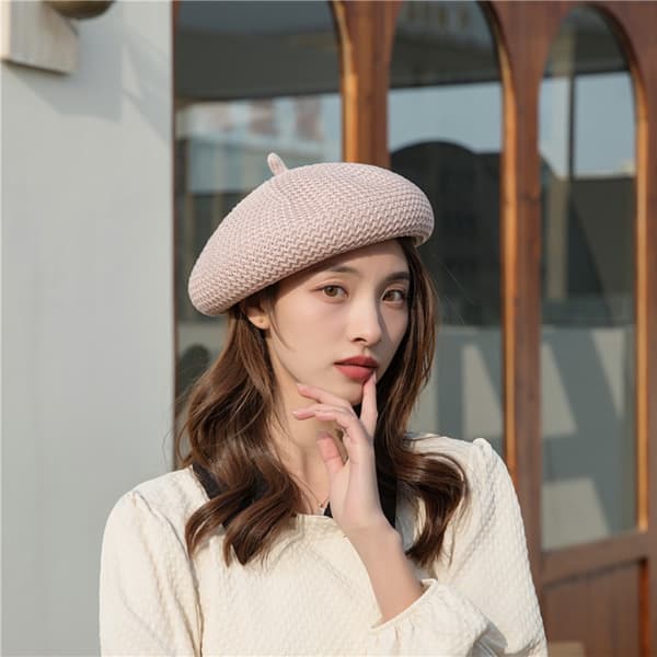 Neulottu baretti, BEIGE Beige