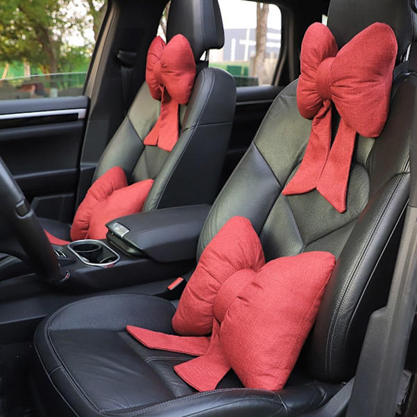 Auton niskatuen tyyny Bowknot kaulatyyny PUNAINEN NISKAN TYYNY red Headrest Pillow-Headrest Pillow