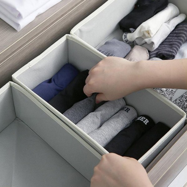 6st/ Set Tyg Förvaringslåda Kläder Organisation Låda GRÅ GRÅ grey
