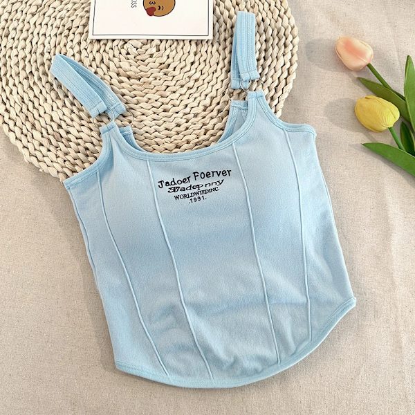 Brevtrykk Crop Topper Dame Sommer Topper GRÅ grey