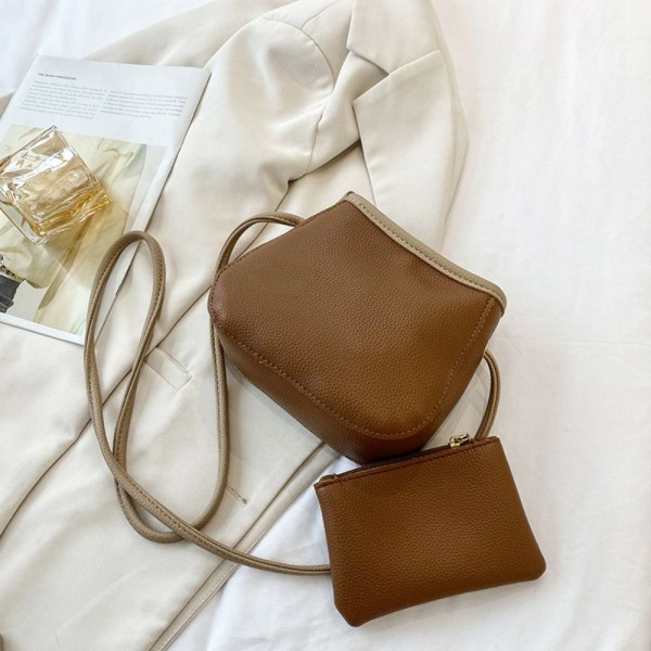 Bärbar Bucket Bag Enkel axelväska BRUN brown