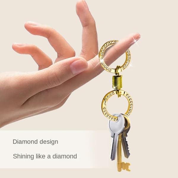 Dubbelsidig nyckelring med strass, SILVER silver
