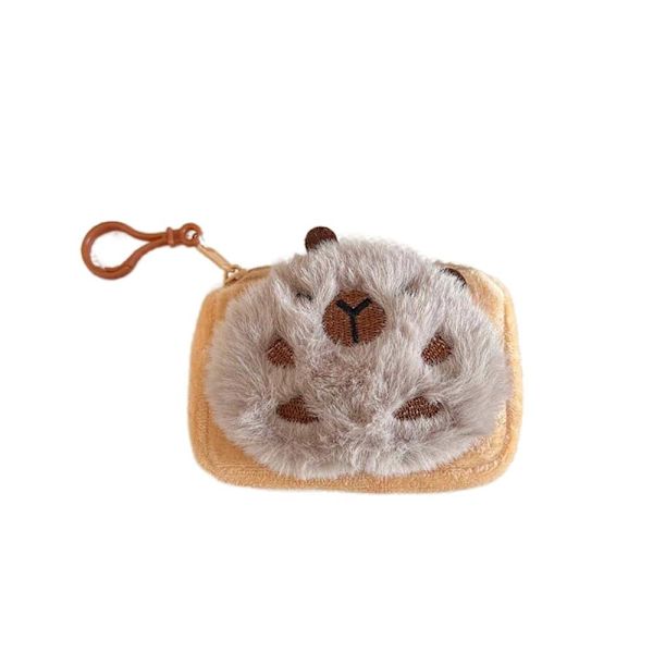 Tecknad Capybara Purse Plysch Djurdocka Nyckelring 1 1 1