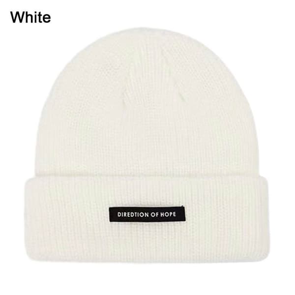Strikkede Beanies Vinter Høst Luer HVIT White