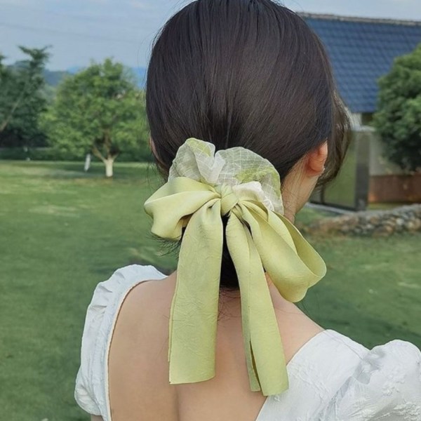 Bow Hair Scrunchies Hårrep i koreansk stil GRÖN green