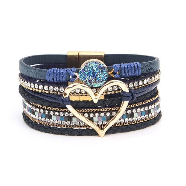 Bohemian Multilayer Armband Handgjort flätat armband MÖRKBLÅT Dark Blue