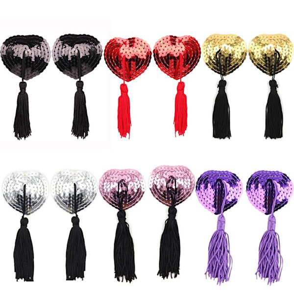 1 par hjärtformade behå bröstvårtor LILA&SVART purple&black