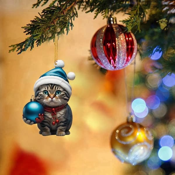 Julehat Kat Vedhæng Kat Juletræs Ornament 2 2 2