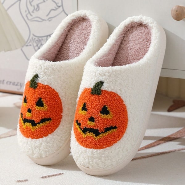 Halloween Tofflor Pumpa Tofflor VIT 37-38 white 37-38