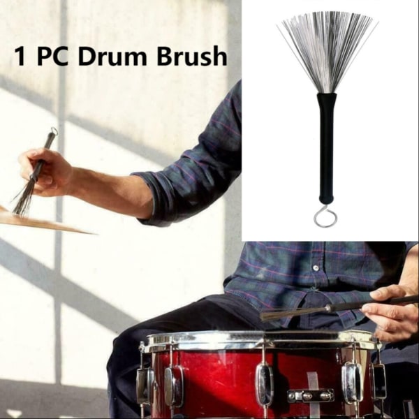 Jazz Drum Brush Drum Stick Brush RØD METAL METAL Red Metal-Metal