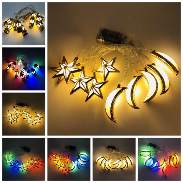 EID Mubarak Lysstreng med LED-lys MULTICOLOR MÅNE