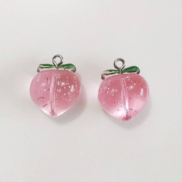 10 stk Peach Flat Resin Charms Anheng Peach Charms Fruit 10