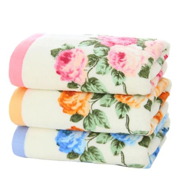 Bløde Håndklæder med Blomsterprint Badehåndklæder ORANGE orange