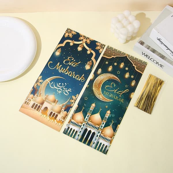 100 st Eid Mubarak Godispåsar Eid Presentpåse Cookies Snack Förpackning
