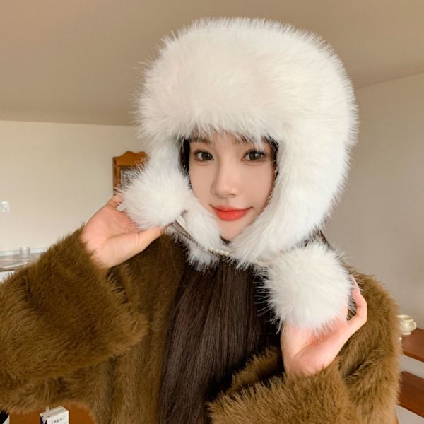 Fluffig hatt Pälsmössor VIT White