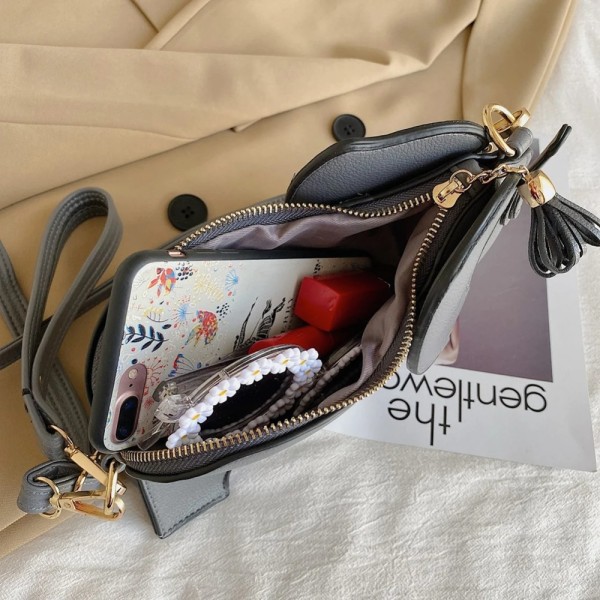 Naisten Funny Elephant Olkalaukut Sarjakuva mini Crossbody laukku Black