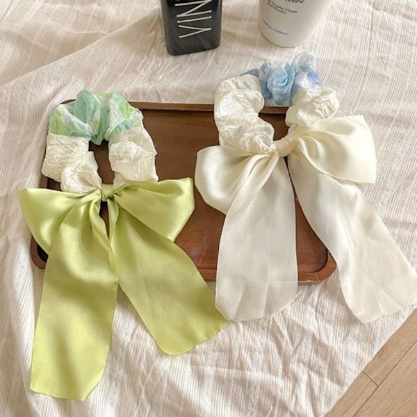 Sløjfe hår Scrunchies Koreansk stil hårreb GRØN green