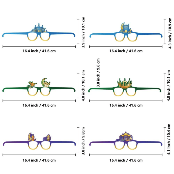 Ramadan fest briller Eid al-Fitr dekoration briller 6 STK 6pcs