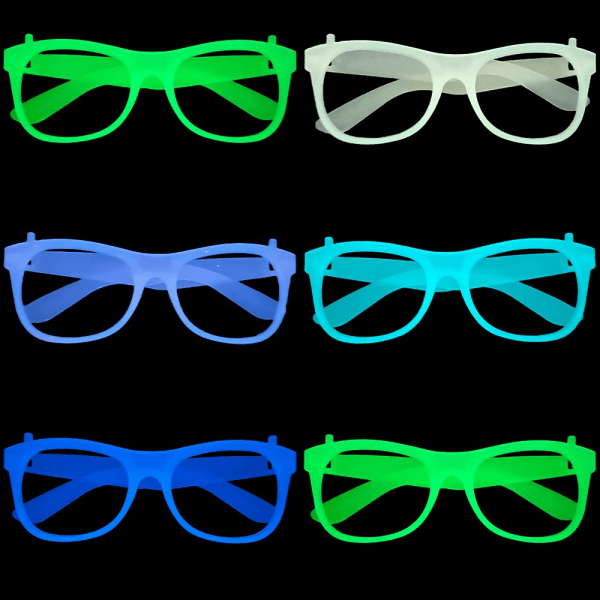 5stk Lysende briller Gløde briller LYSEBLÅ FIRKANT light blue square-square