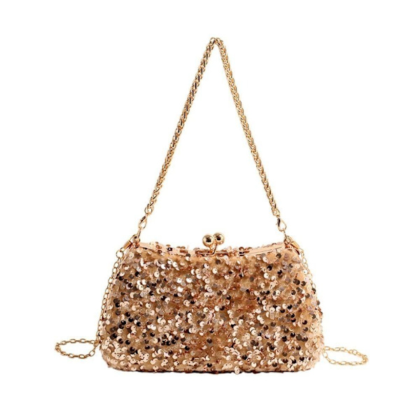 Chain Evening Bankett Bag Håndveske GULL Gold