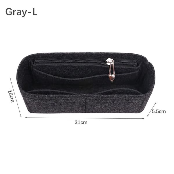 Filtinsats Väska Handväska Foder GRÅ L Gray L