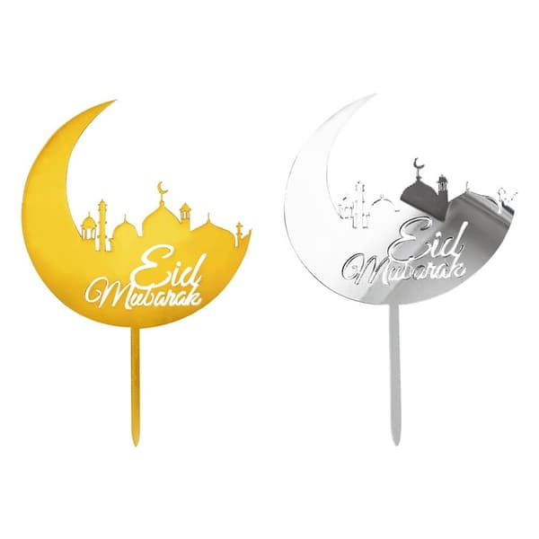 5 st Eid-tårta Toppar Slott Måne Cupcakes Toppar GULD