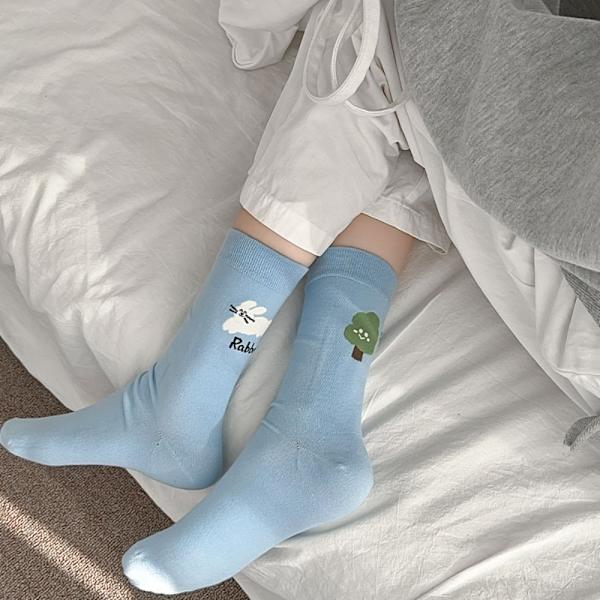 Asymmetriska Graffiti Strumpor Tunna Damstrumpor VIT White