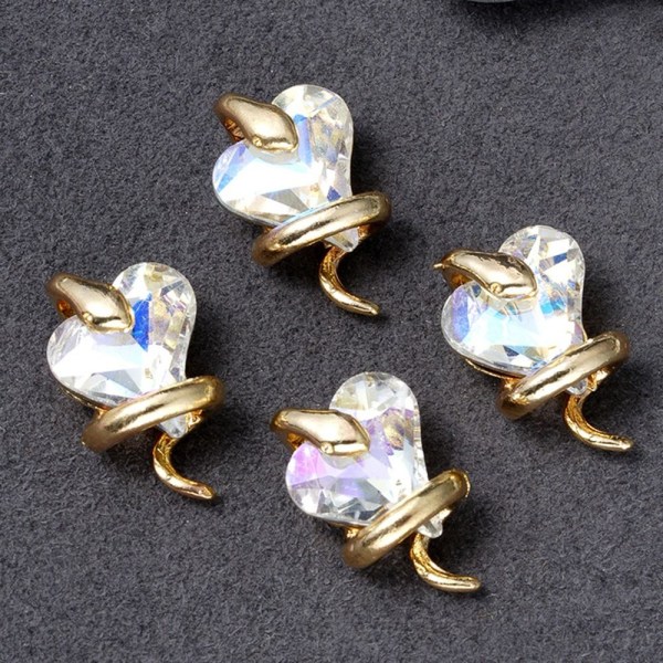 10st Snake Nail Charms Ormar Naglar Gems VIT white