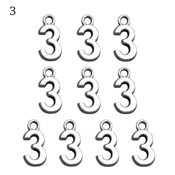 10 stk Numbers Pendant Charms Arabiske Tal Pendants 3 3 3