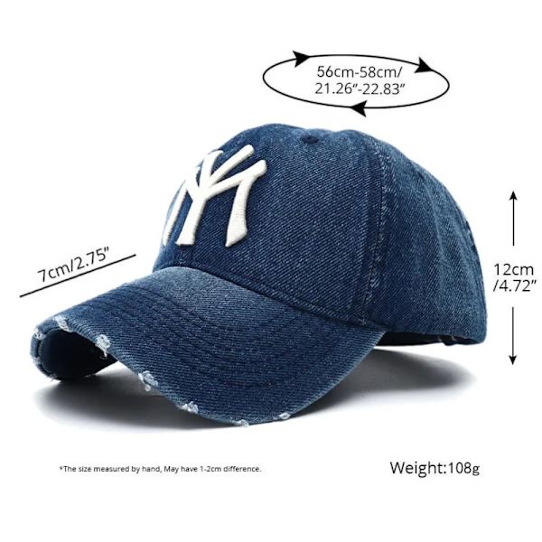 Vasket Denim Baseball Cap Svart Vintage Y2k Dad Hats BLÅ BLÅ Blue