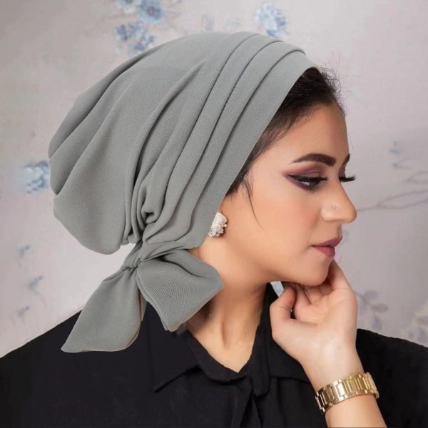 Muslimske Kvinder Hijab Motorhjelm Turban Chemo Cap MØRKEGRÅ dark grey