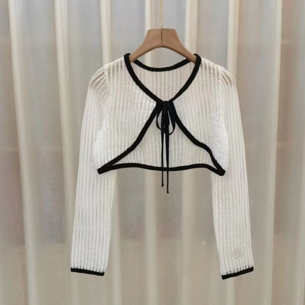 Solskærm Crop Knit Cardigan Tynd Cardigan Coat HVID White