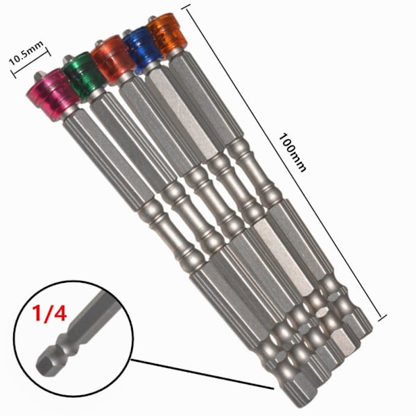 5 st Magnetisk skruvmejselhuvud 100mm PH2 tvärskruvmejselhuvud