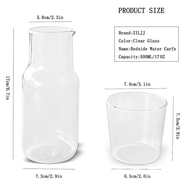 Sängbordskaraffset Tumlarglas 500ML 500ML 500ml