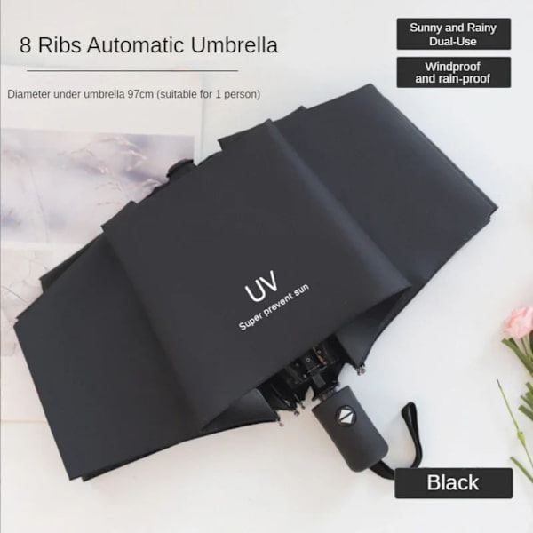 Automatisk Paraply Parasol Paraply SORT Black