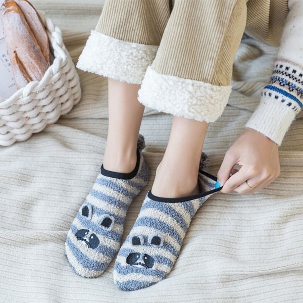 Coral Velvet Socks Silikon Anti-clip strumpor 2 2 2