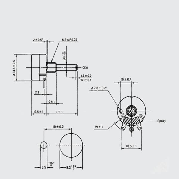 Potentiometri 3 liitintä B204