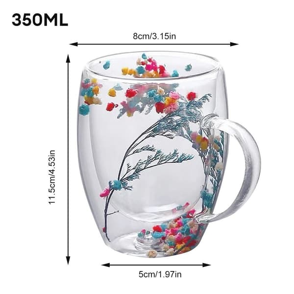 Torkade Blommor Kopp Dubbelväggig Glas Kopp #2 #2