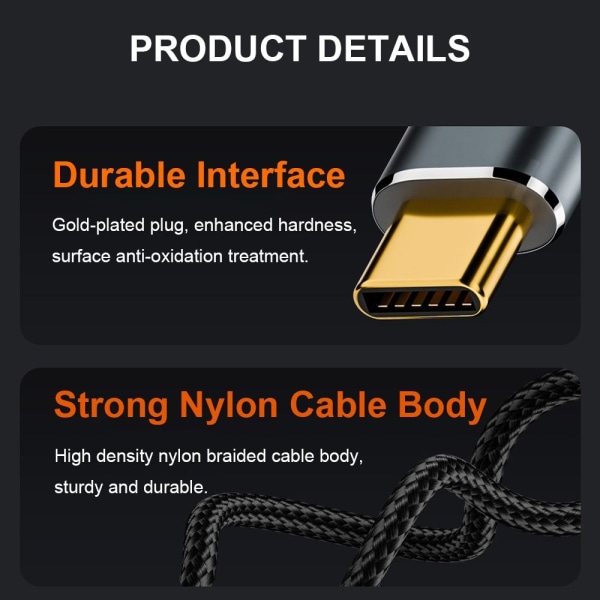 USB 3.1 Gen 2 Type-C-kabel OTG-dataledning 0,5M-HANN TIL HANN 0.5m-Male to Male