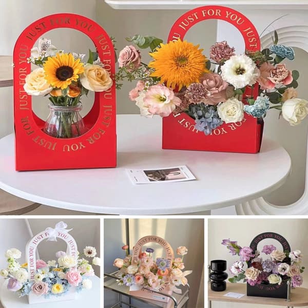 Blomförpackningslåda Blomkorg ROSA Pink